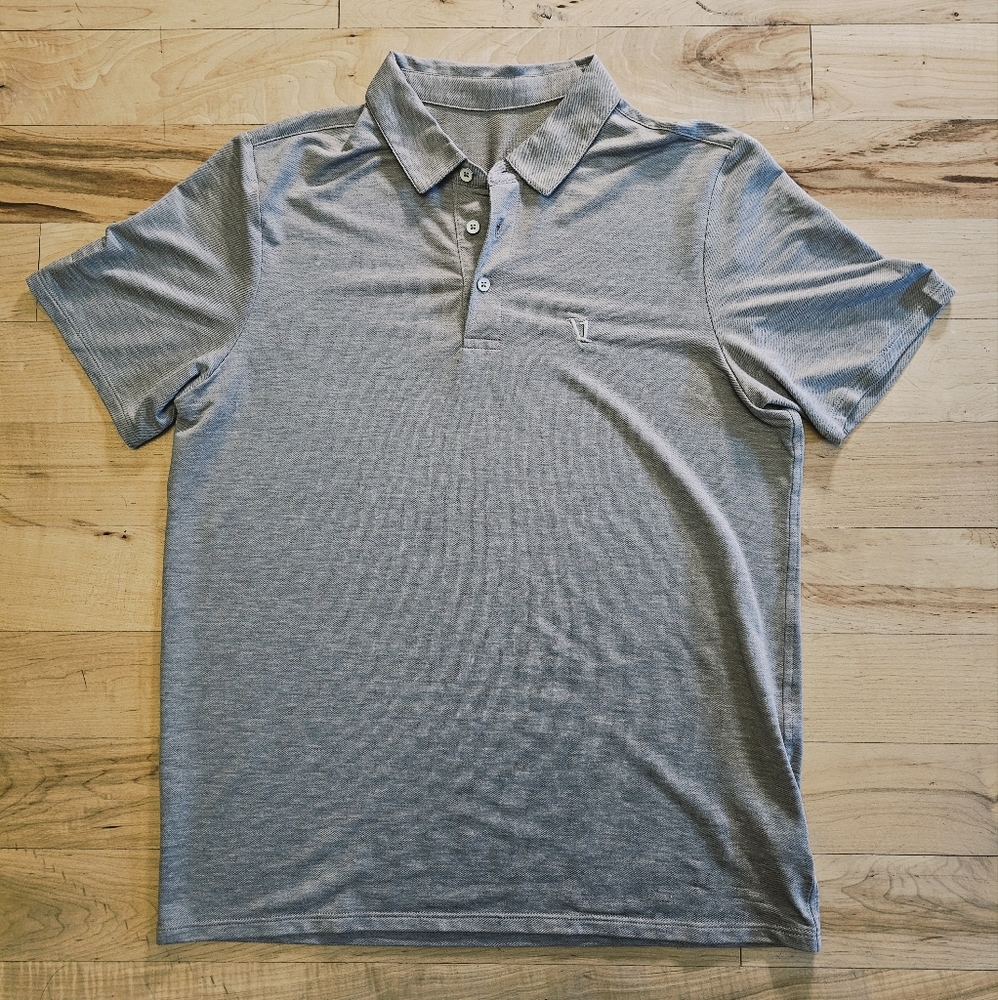 Vuori Knit Twill Polo Shirt Mens Small Short Sleeve Beige Performance Golf